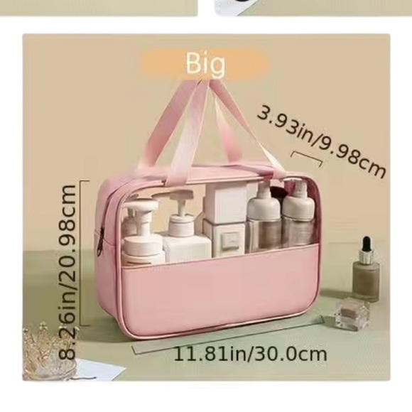 Pink and Clear Cosmetic Toiletry Travel Bag - Picture 2 of 4
